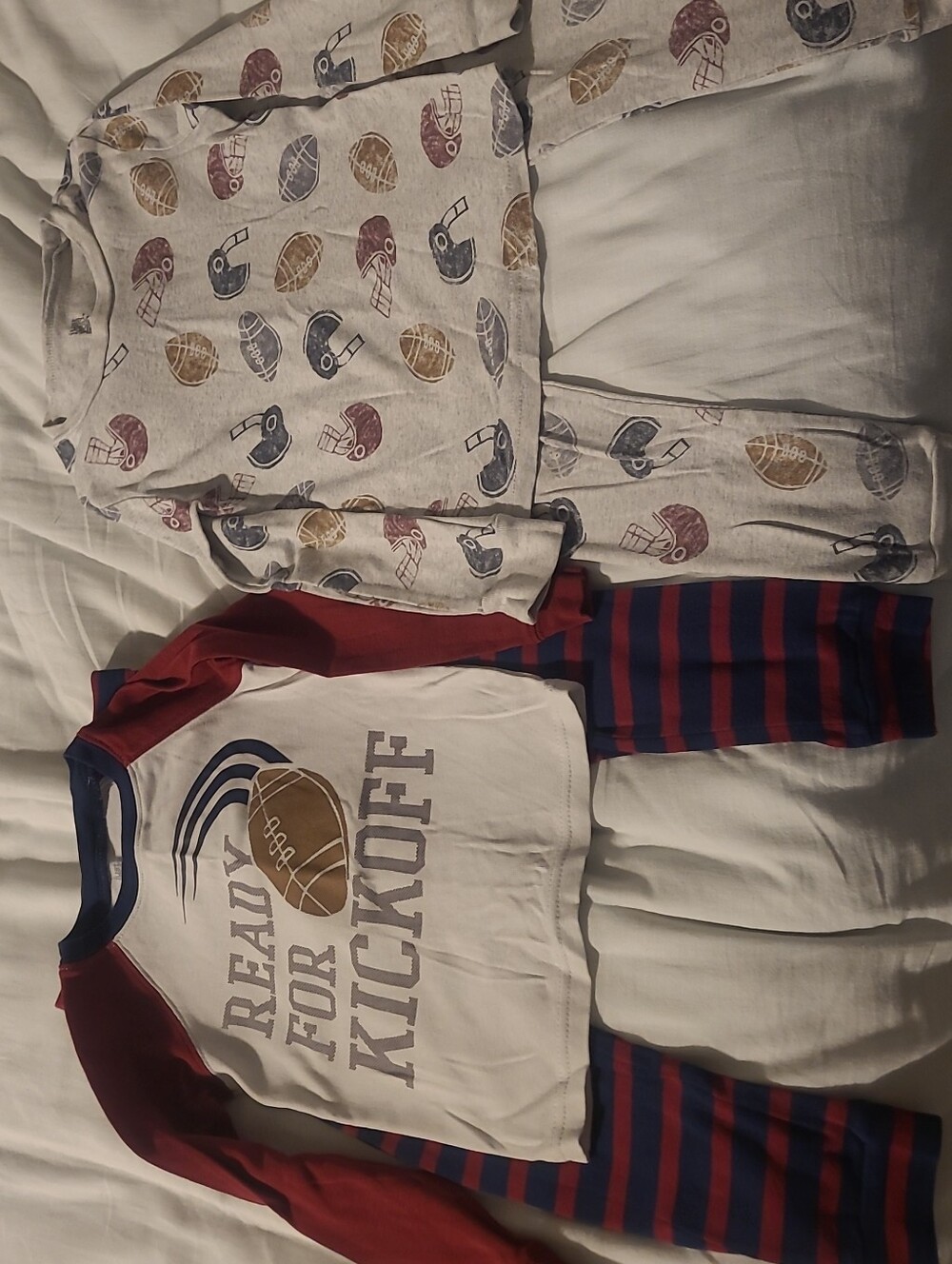 Carter's Red, Navy & Tan Football Pajama Set - 2pc